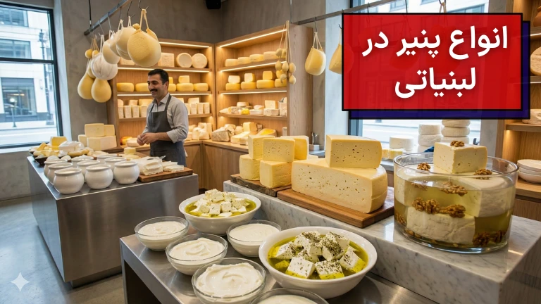 تصویری از انواع پنیر در لبنیاتی