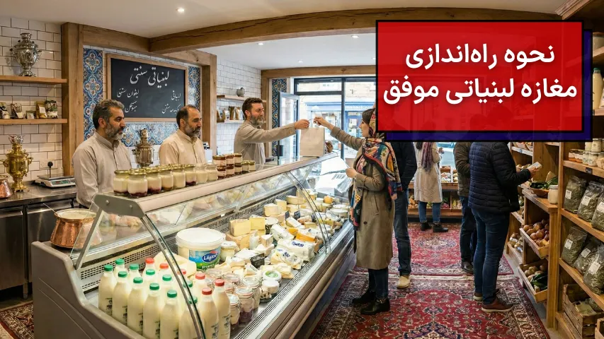 تصویری از مغازه لبنیاتی موفق و دارای مشتریان زیاد